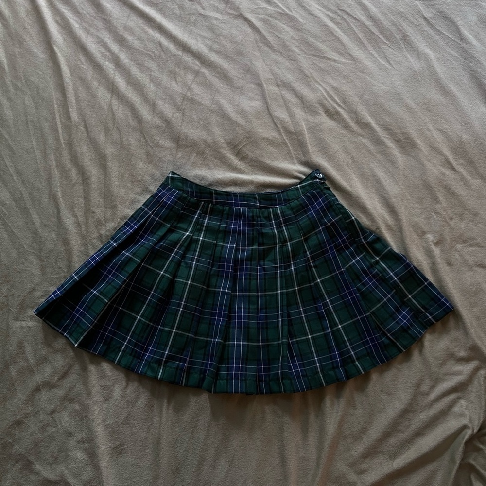 forever 21 green and blue plaid side zip skirt